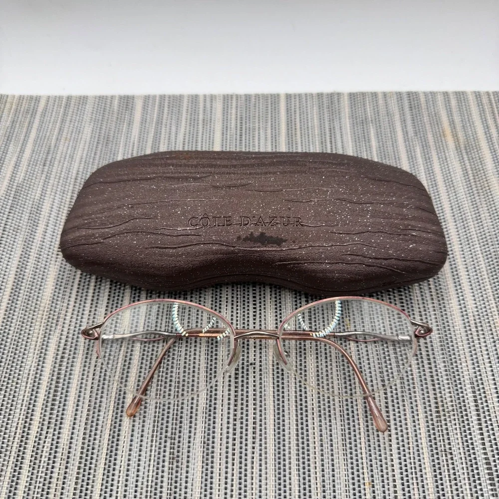 Cote D'Azur Eyeglass Frames 51-17-135 Mauve Silver Semi Rimless‎ Oval with Case
